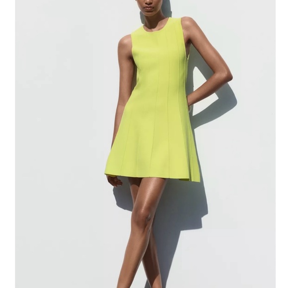 Zara Dresses & Skirts - Zara Vibrant Lime Mini Dress